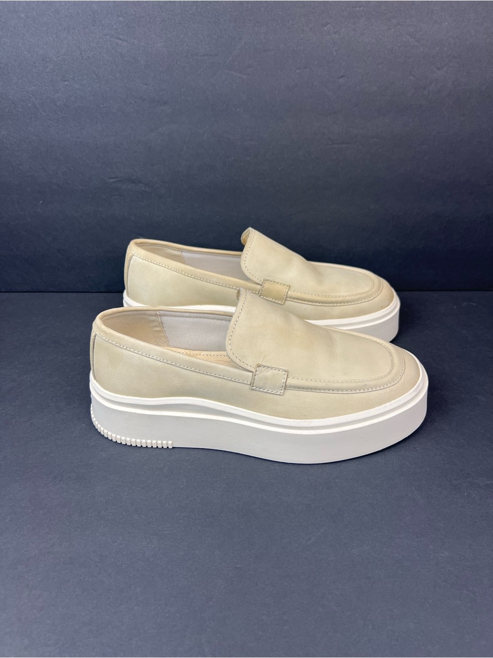 Vagabond Sand Beige Platform Slip-On Loafers